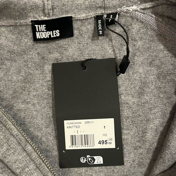 The Kooples Cashmere/Wool  Jacket Hoodie Gray Designer Zipped $495 MSRP NWT - Picture 9 of 10